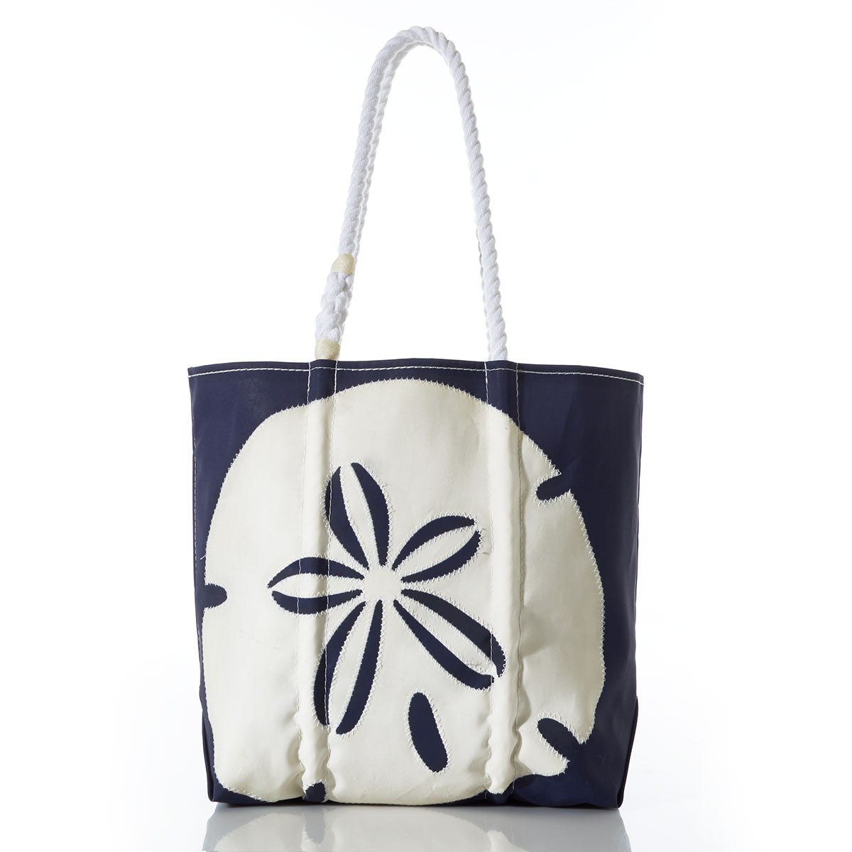 White on Navy Sand Dollar Medium Tote