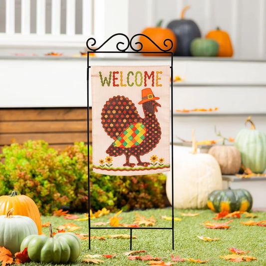 Welcome Turkey Polka Dot Applique Garden Flag