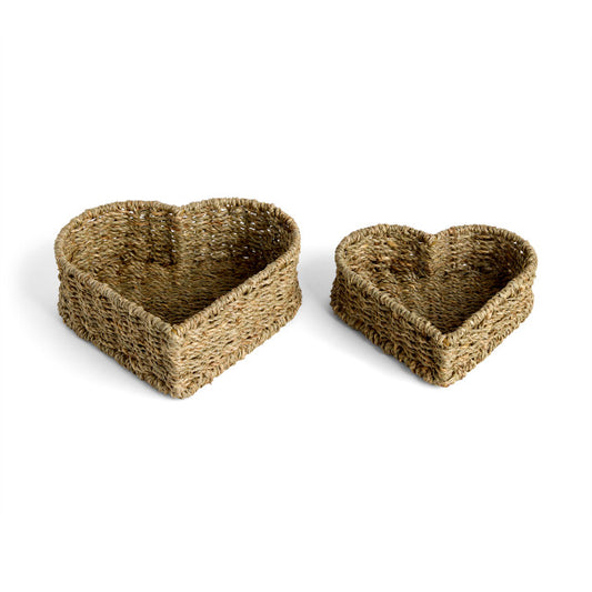 Woven Heart Baskets - Set of 2