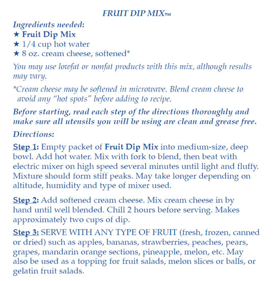 Country Home Creations Fruit Dip Mix