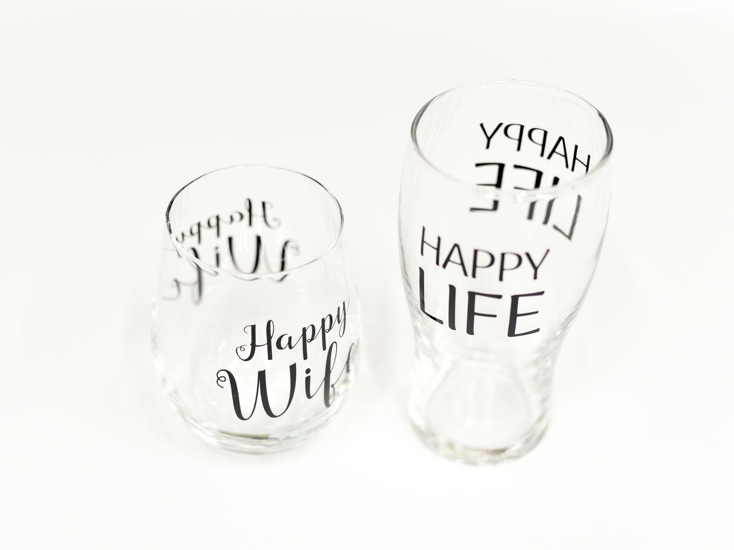 Happy Wife, Happy Life Glass Set