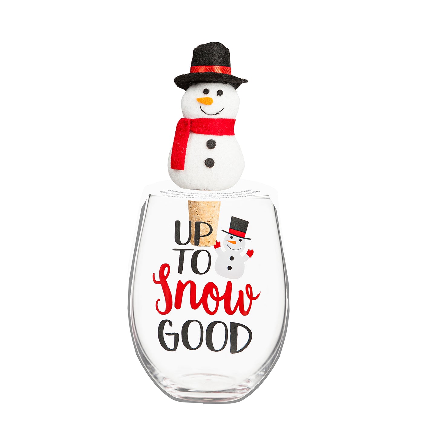Snowman Wine Glass with Stopper