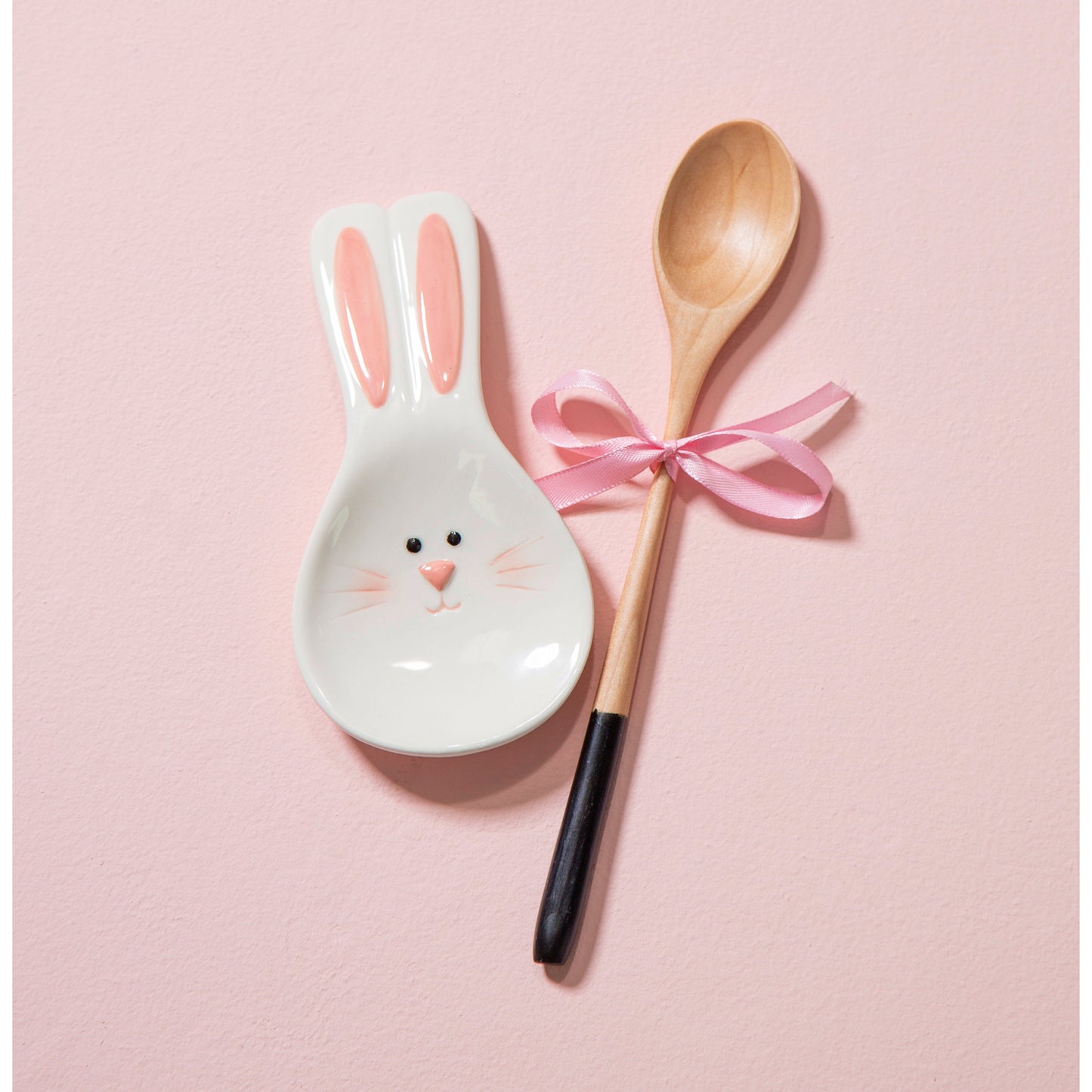 Ceramic Bunny Spoon Rest with Wooden Spoon