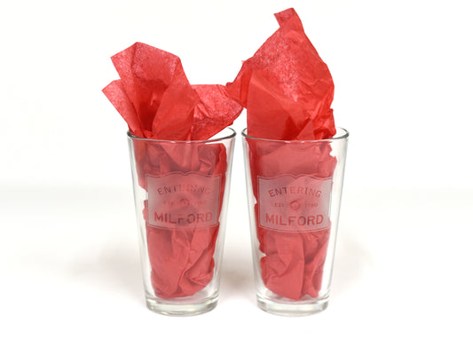 Etched Milford Pint Glass
