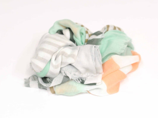 Peach, Teal, and Green Stripe