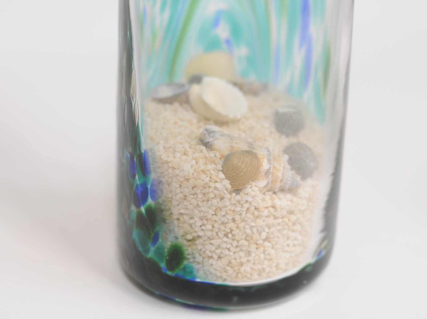 Swirled Glass Jars with Sand and Seashells