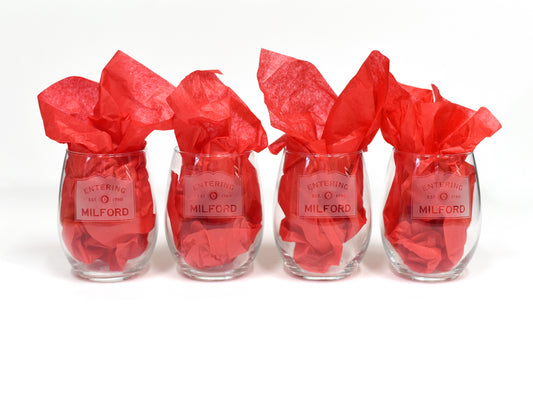 Etched Milford Stemless Wine Glass